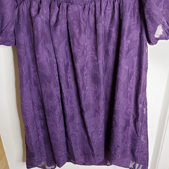 Addition Elle Purple Floral Balloon Sleeve Dress - Picture 11 of 13